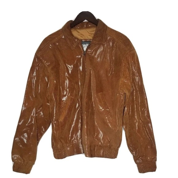 Vintage Leather City Men's Retro High Glossy Leather Jacket Made in USA Size S